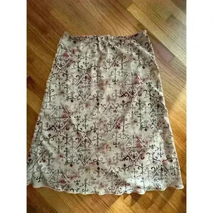 PARIS BLUES Vintage  Skirt Women SZ SM Beige Aztec Faux Wrap Tulip Stretch Waist